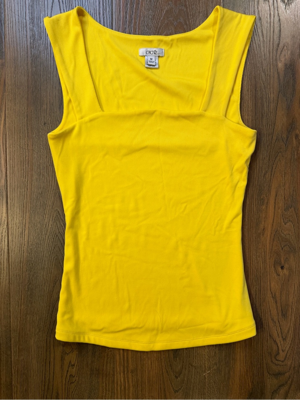 Cache Yellow Square-Neck Vintage Y2K Tank Top